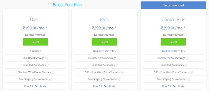 Select Your BlueHost WordPress Hosting Plan