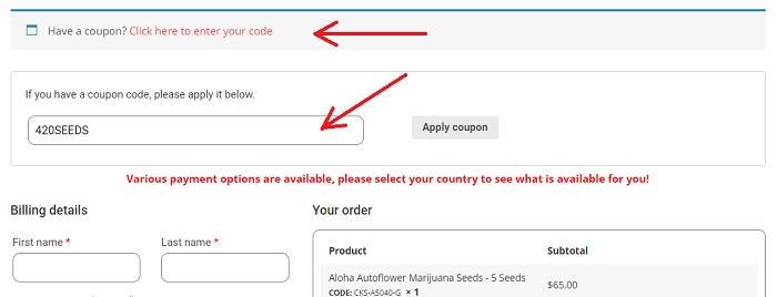 Paste Crop King Seeds coupon code