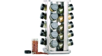 20-Jar Spice Rack with Spices Included – Revolving Stainless Steel Tower Organizer with 5 Years of Free Spice Refills