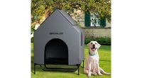 48'' Large Weatherproof Dog House – IndoorOutdoor Durable 600D PVC with 8.5'' Elevated Textilene Bed, Breathable & Easy to Clean, Supports Up to 200 lbs